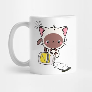 Cute White Cat spilled mayonnaise Mug